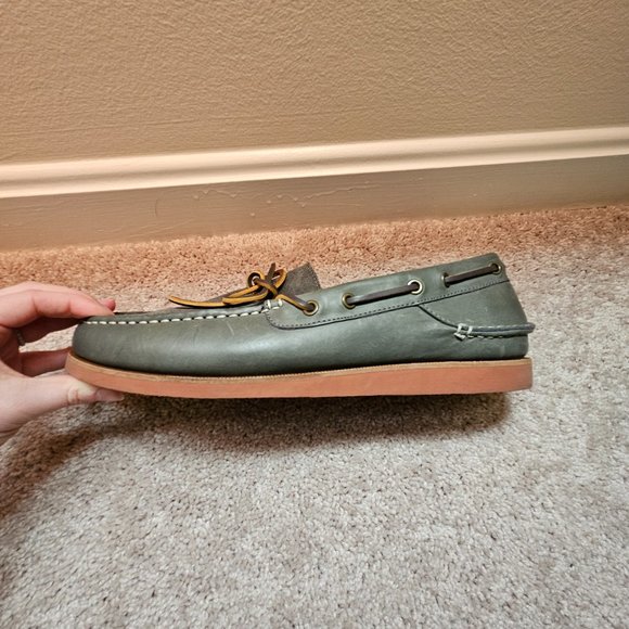 NWOT Men's Tommy Hilfiger Gray Leather Boat Shoes - Picture 4 of 9